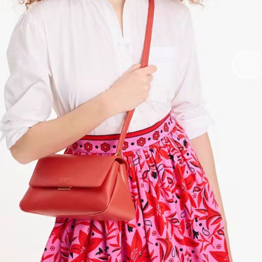 Kate Spade Grace Convertible Shoulder Bag Red Leather Small Flap Shoulder Bag - Picture 4 of 15